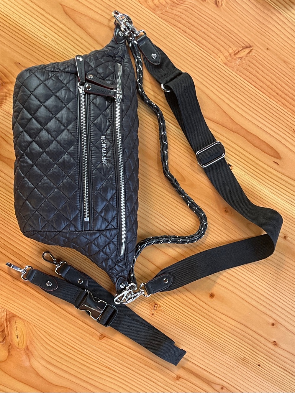 MZ Wallace Black Quilted Crossbody Sling Bag